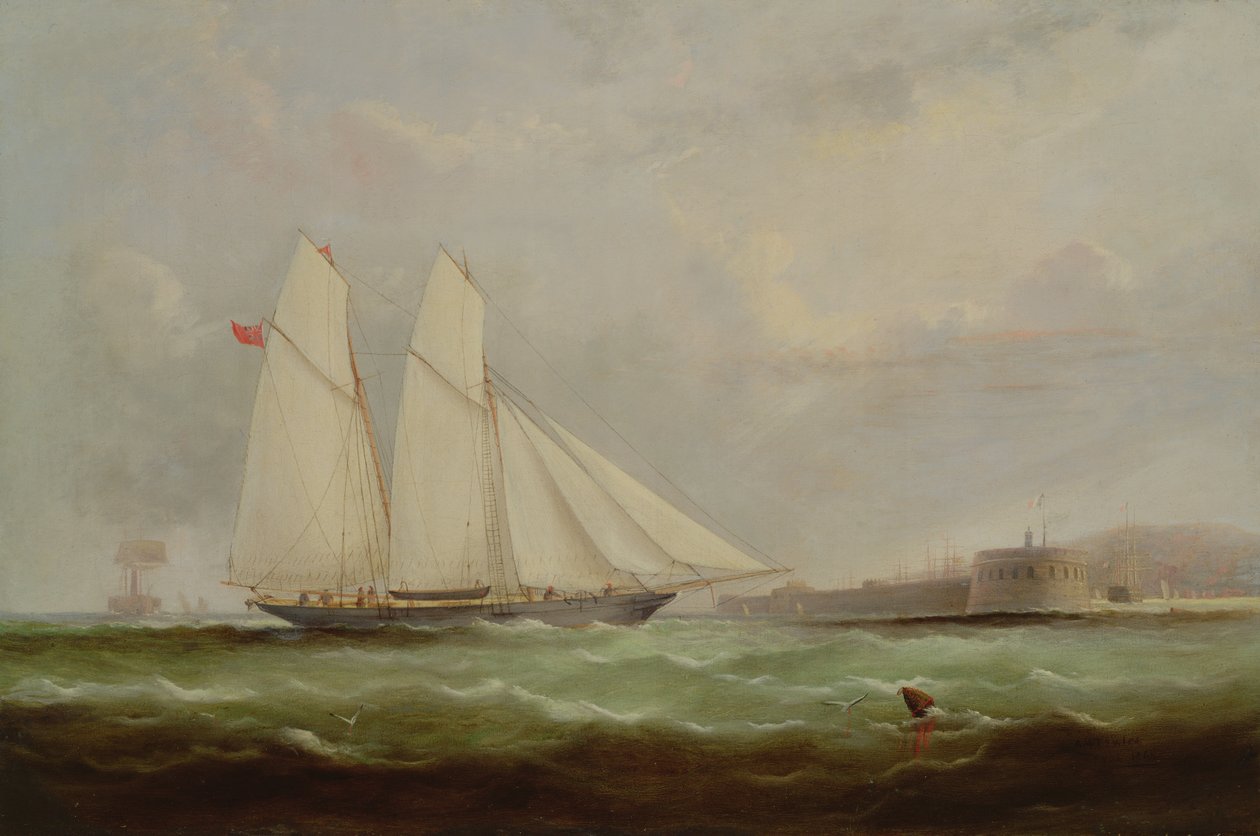 Škunerová jachta Esmeralda se blíží k Cherbourgu, 1861 od Arthur Wellington Fowles