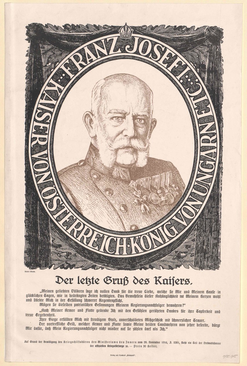 Rakouský císař František Josef I. od Artist Unknown