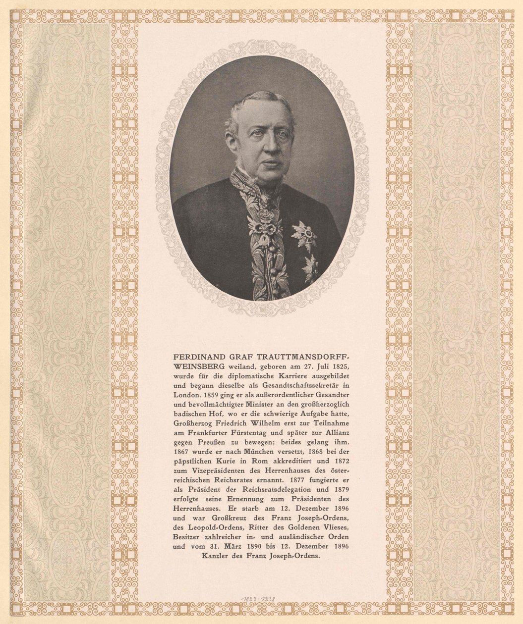 Ferdinand hrabě Trauttmansdorff-Weinsberg od Artist Unknown