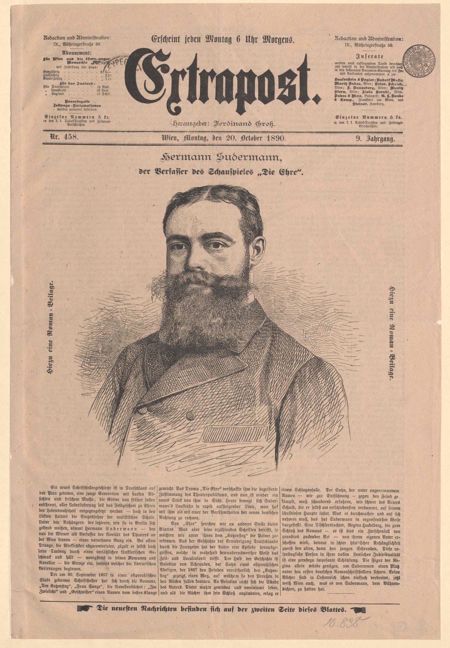 Hermann Sudermann (tisk) od Artist Unknown