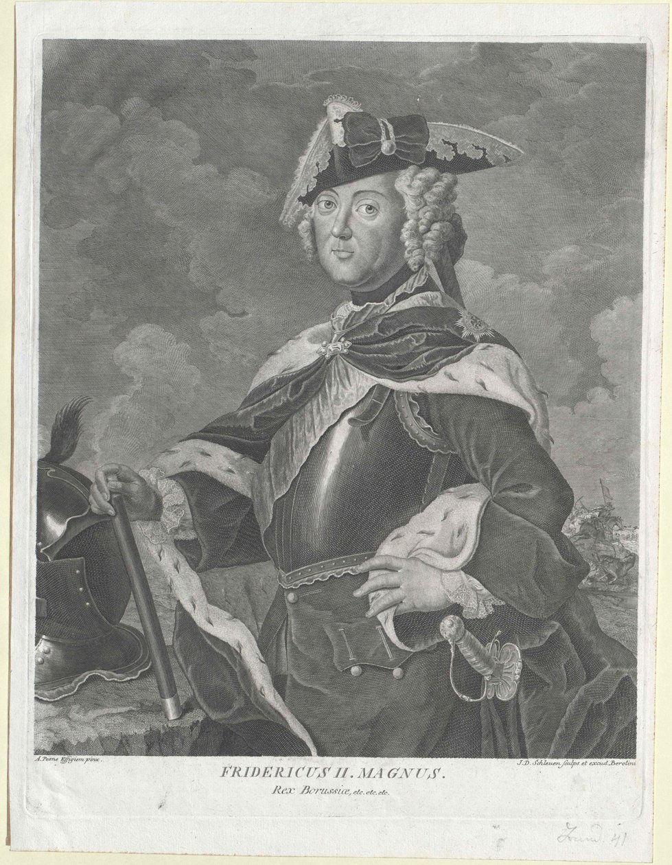 Pruský král Fridrich II. od Artist Unknown