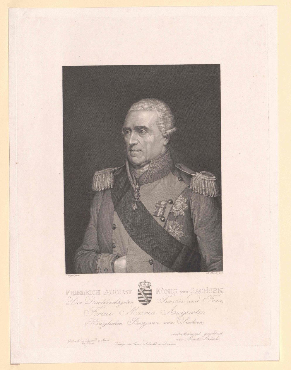 Saský král Fridrich August I. od Artist Unknown