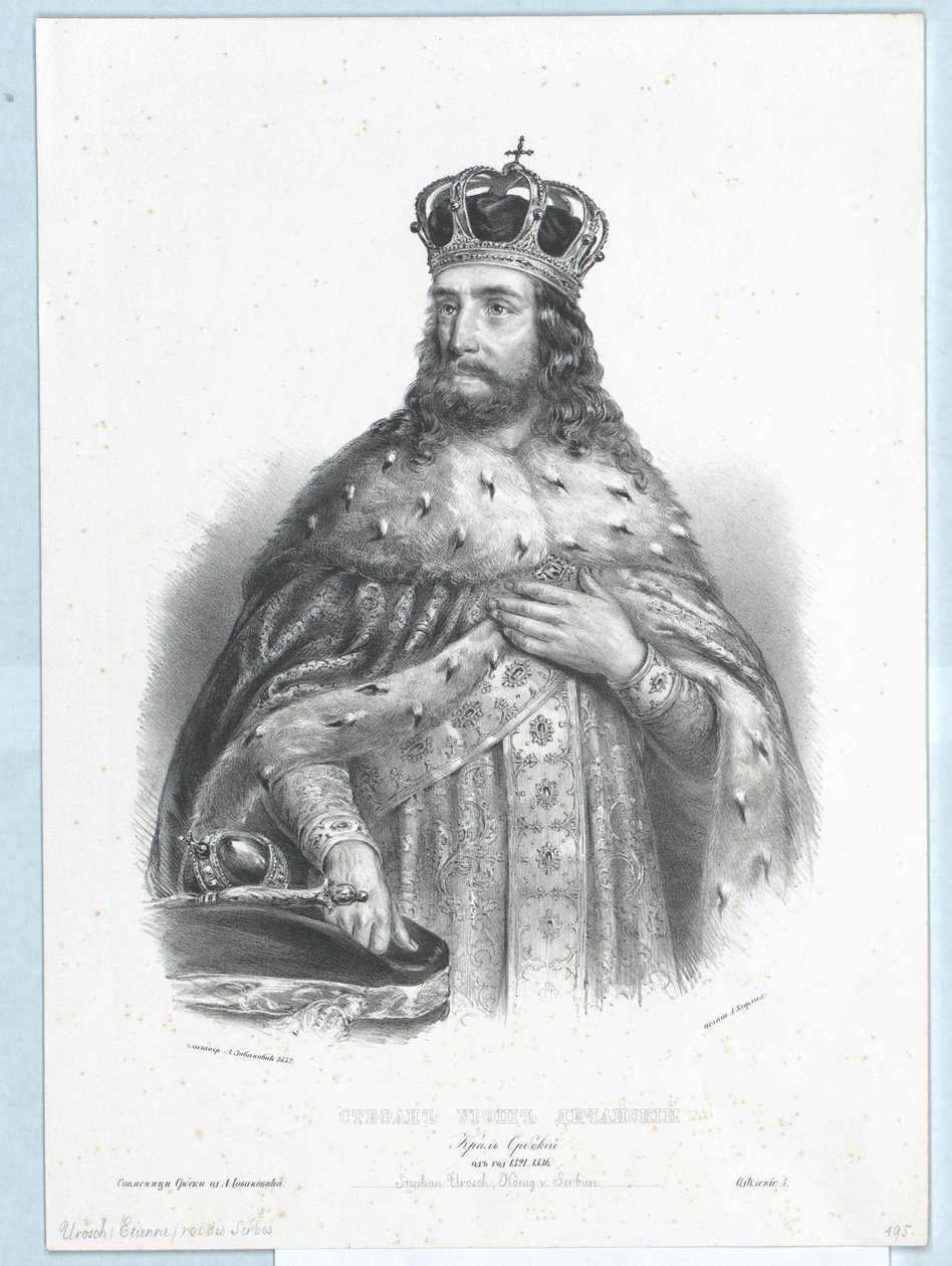 Srbský král Štěpán Uroš II. od Artist Unknown