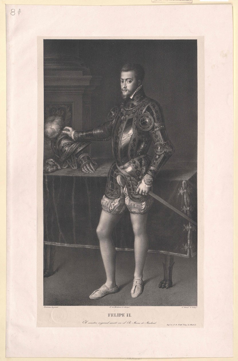 Španělský král Filip II. od Artist Unknown