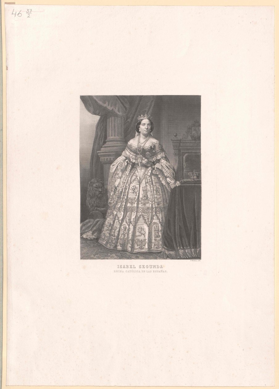 Španělská královna Isabella II. od Artist Unknown