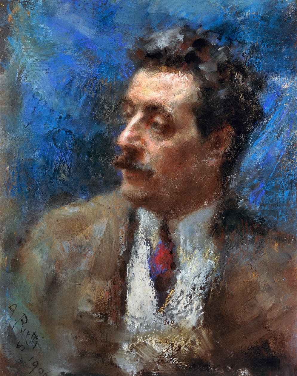 Portrét Giacoma Pucciniho od Arturo Rietti