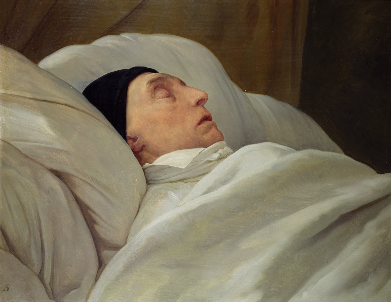 Marie Joseph (1757-1834) markýz de La Fayette na smrtelné posteli od Ary Scheffer