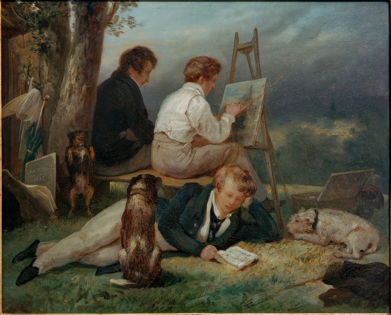 Tři bratři Schefferové v krajině od Ary Scheffer