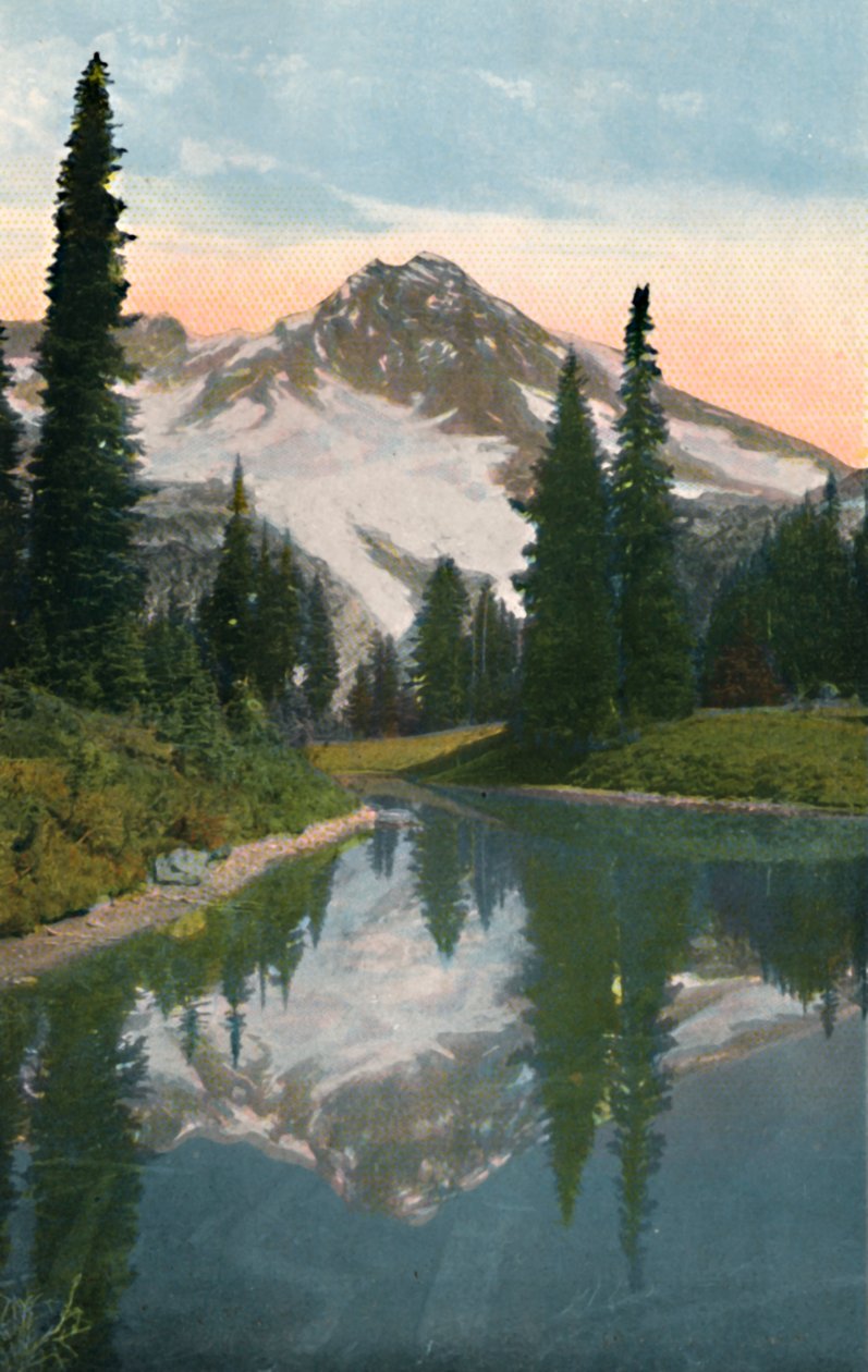 Mount Rainier a jezero Reflection, c1916 od Asahel Curtis