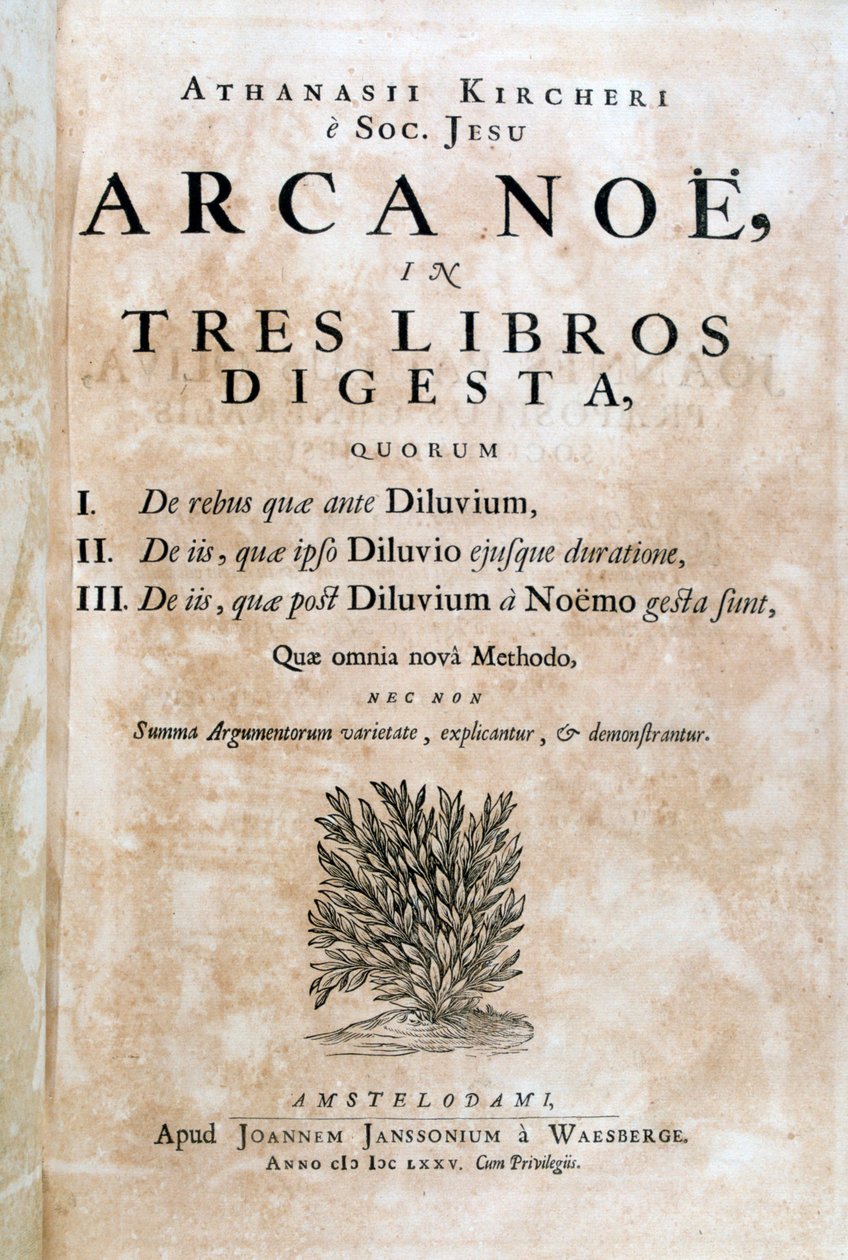 Titulní strana Arca Noe, 1675 od Athanasius Kircher