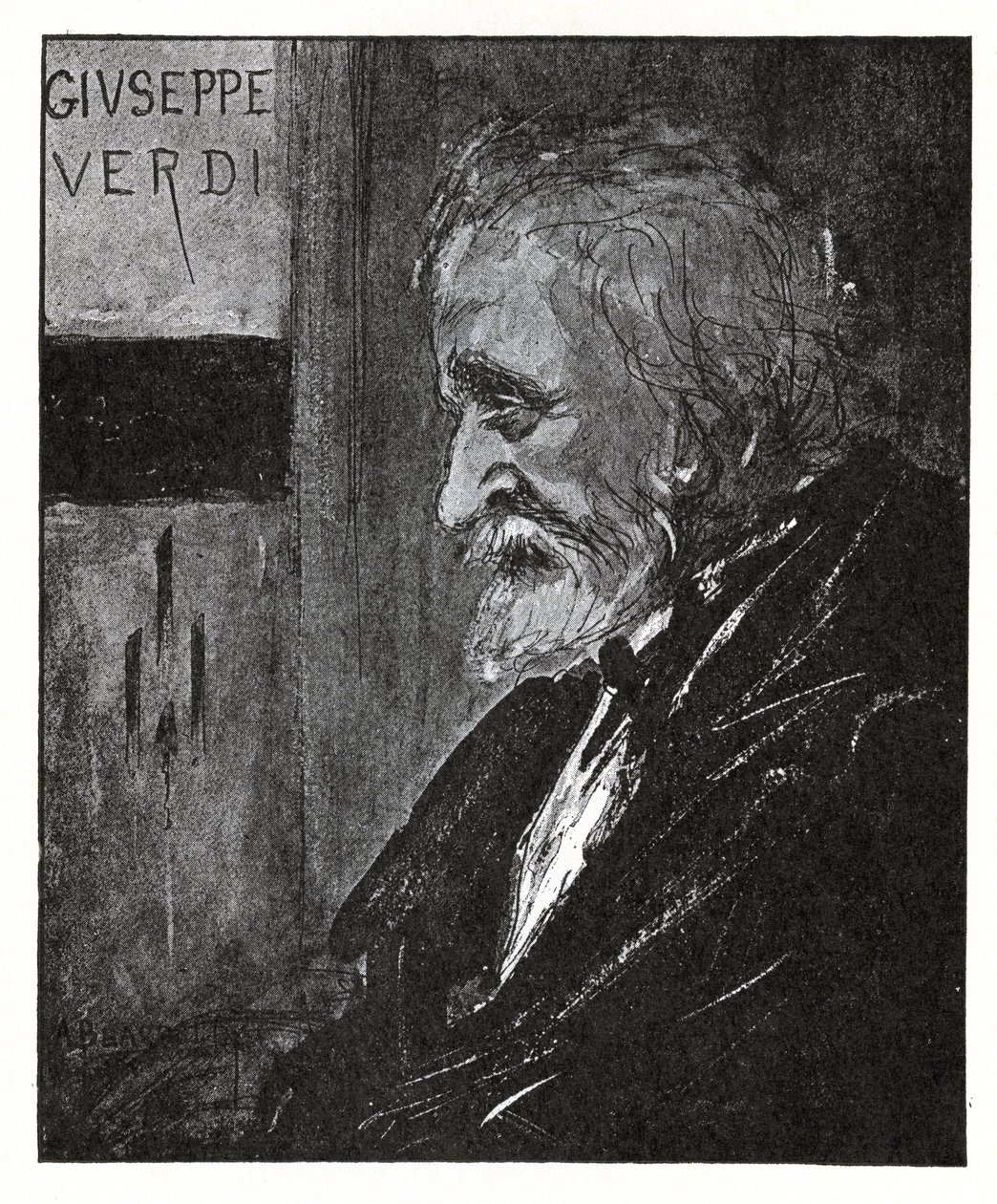 Giuseppe Verdi, 1893 (inkoust a mytí) od Aubrey Beardsley