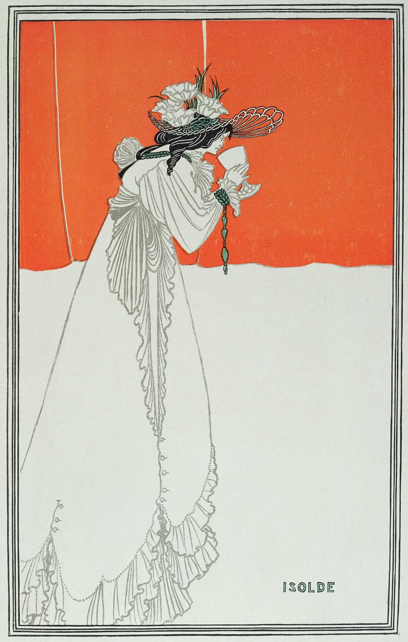 Isolda pije jed (barevná litografie) od Aubrey Beardsley