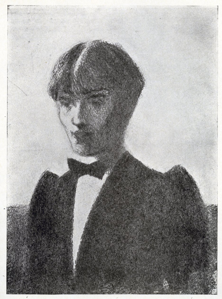 Skica portrétu umělce (uhl) od Aubrey Beardsley