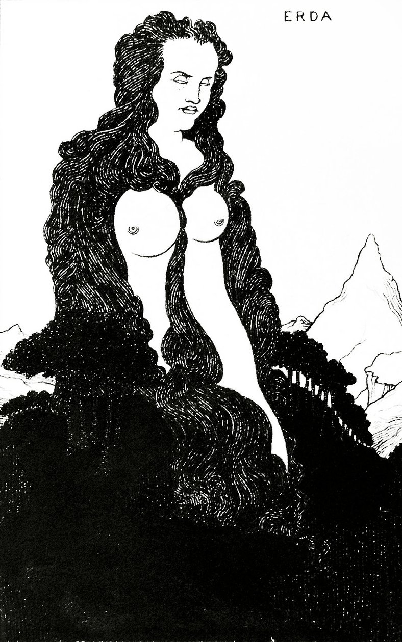 Erda, ilustrace pro ‚Das Rheingold‘ 1896 od Aubrey Beardsley