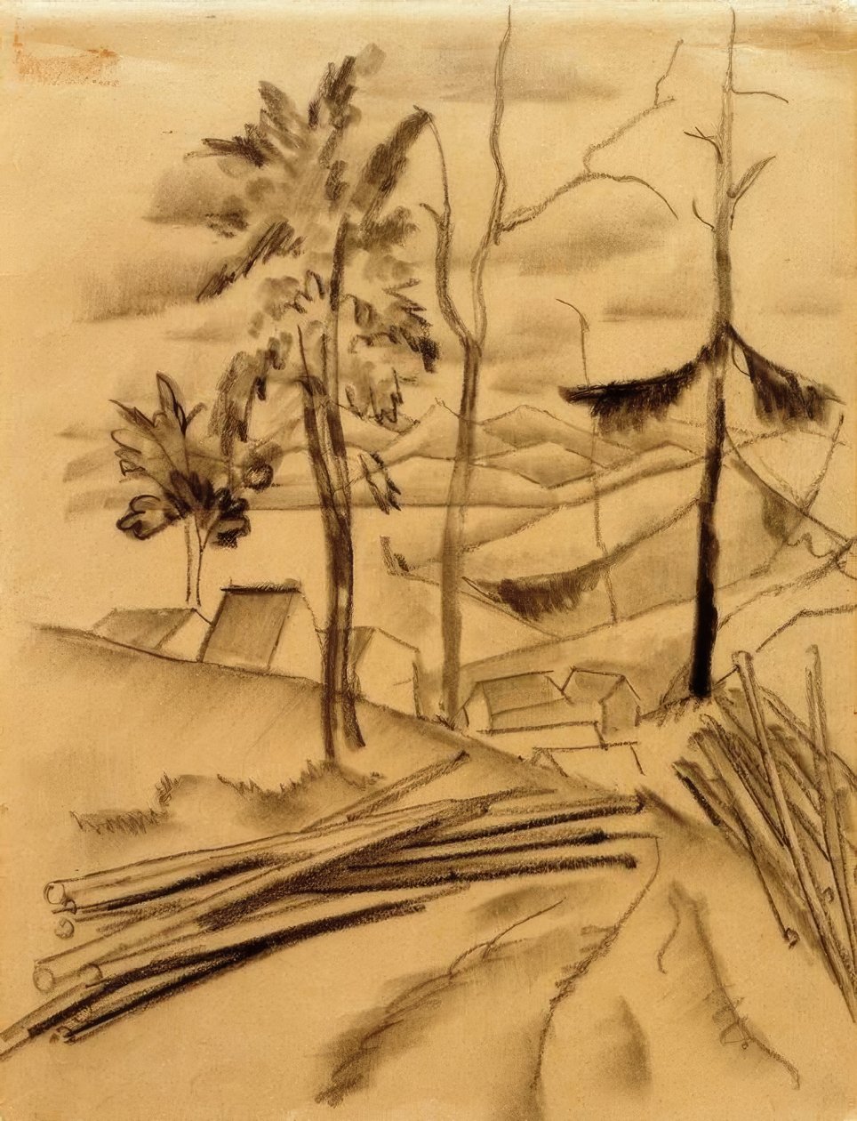 Krajina s kmeny stromů od August Macke