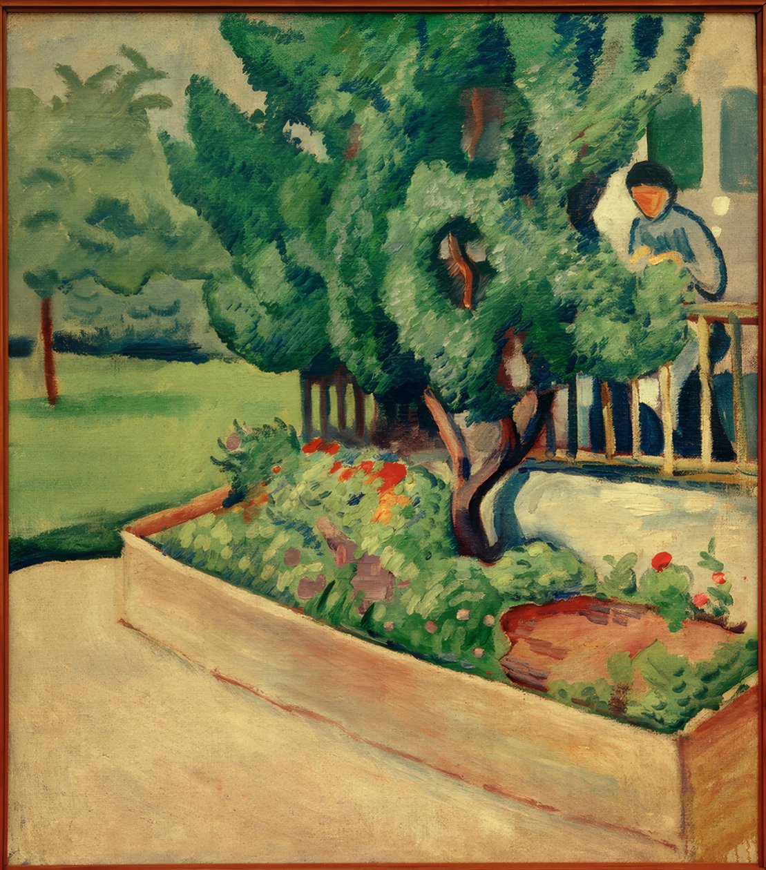 Před domem v Tegernsee I od August Macke