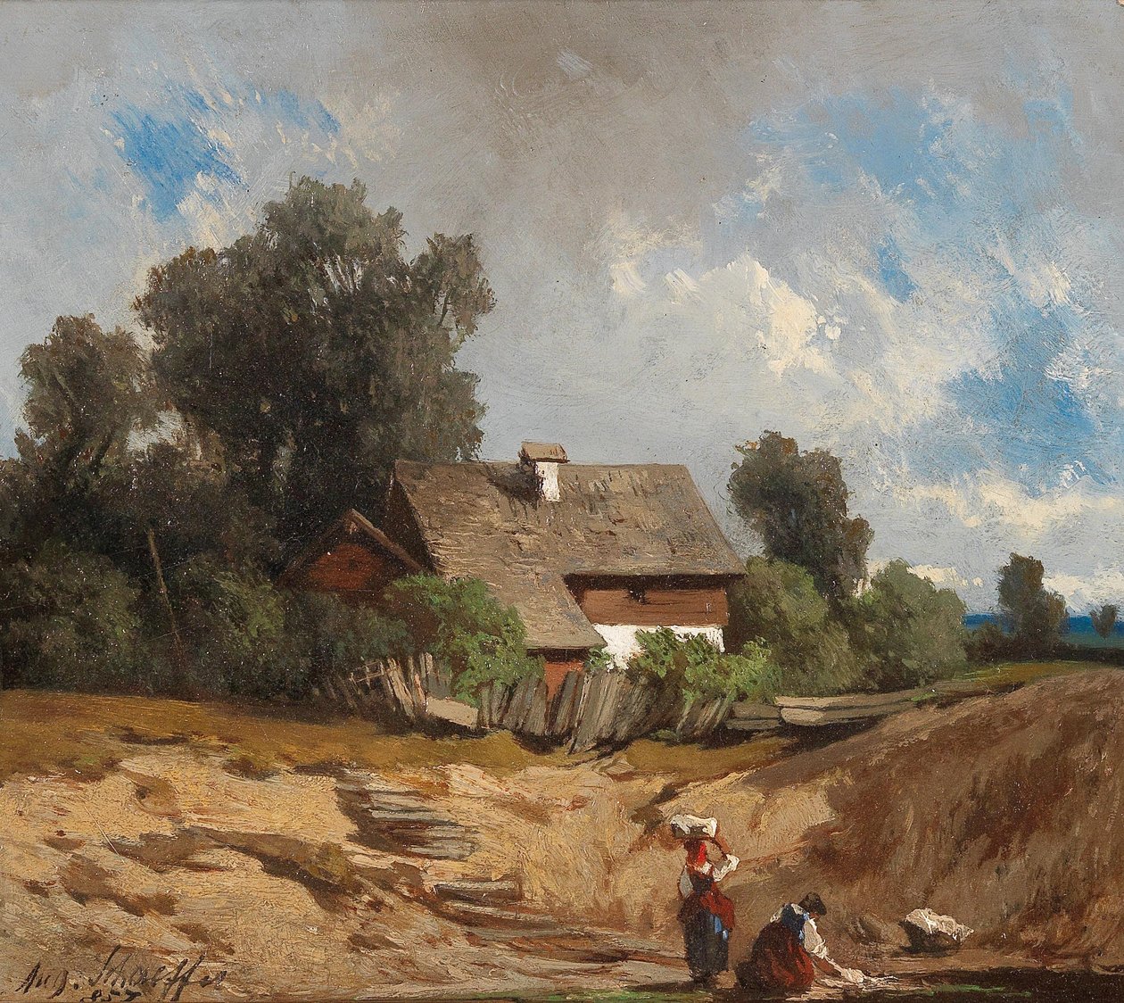 Pračky u řeky od August Schaeffer von Wienwald