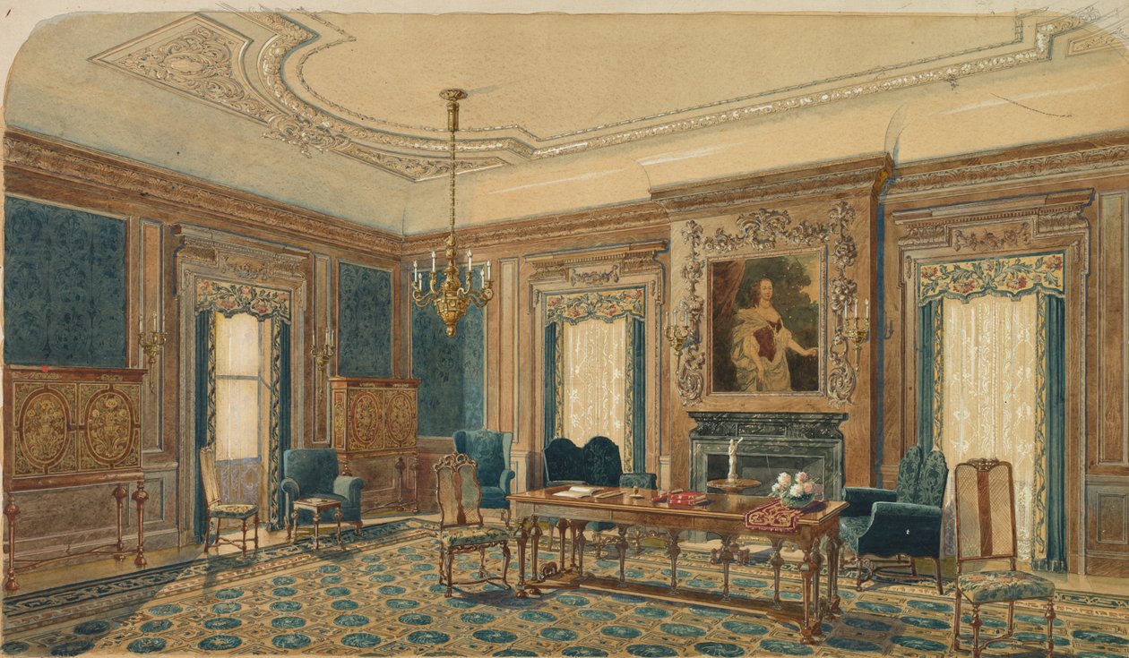 Náčrt interiérového designu. od August Frederick Biehle