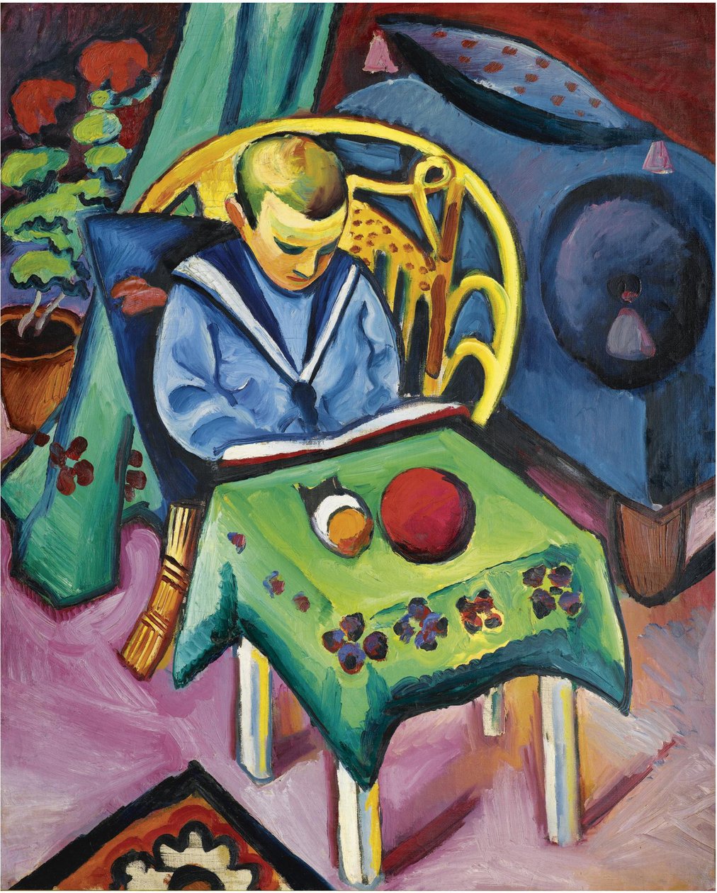 Chlapec s knihou a hračkami, 1912 od August Macke