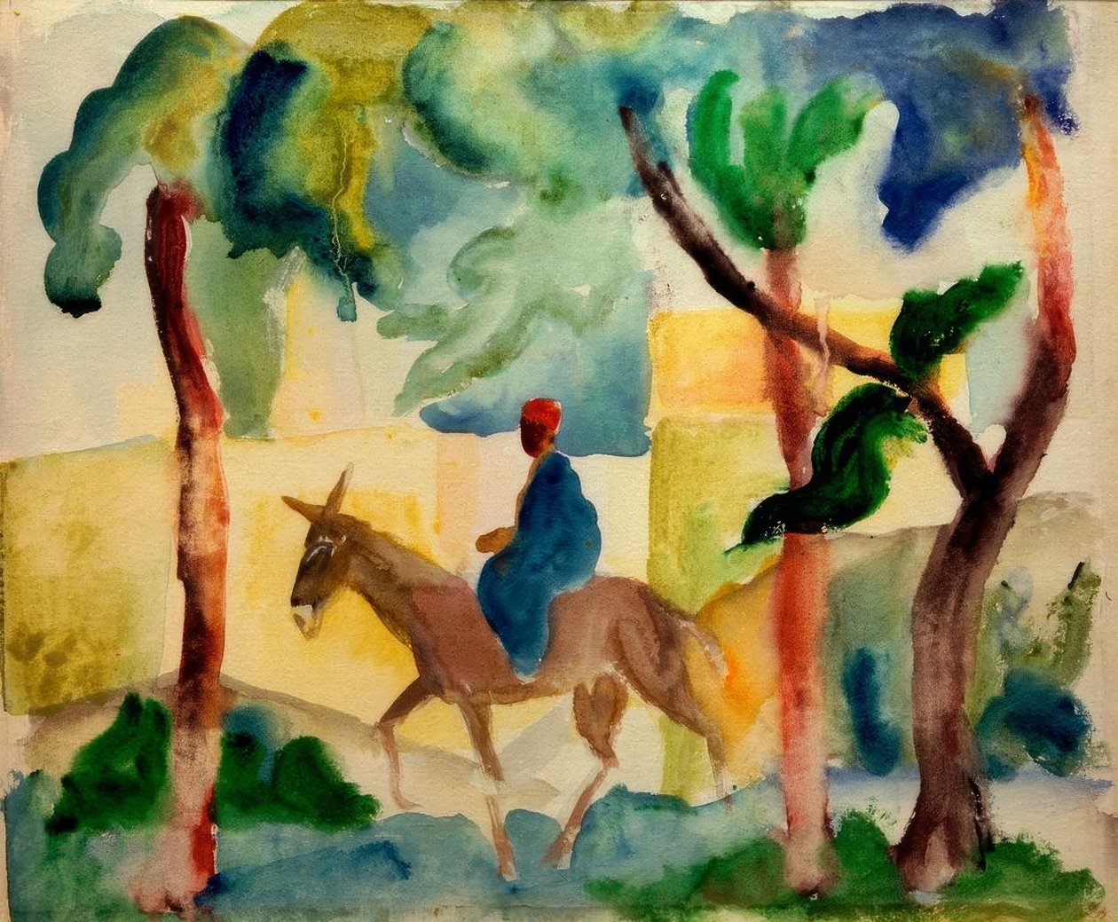 Jezdec na oslu od August Macke
