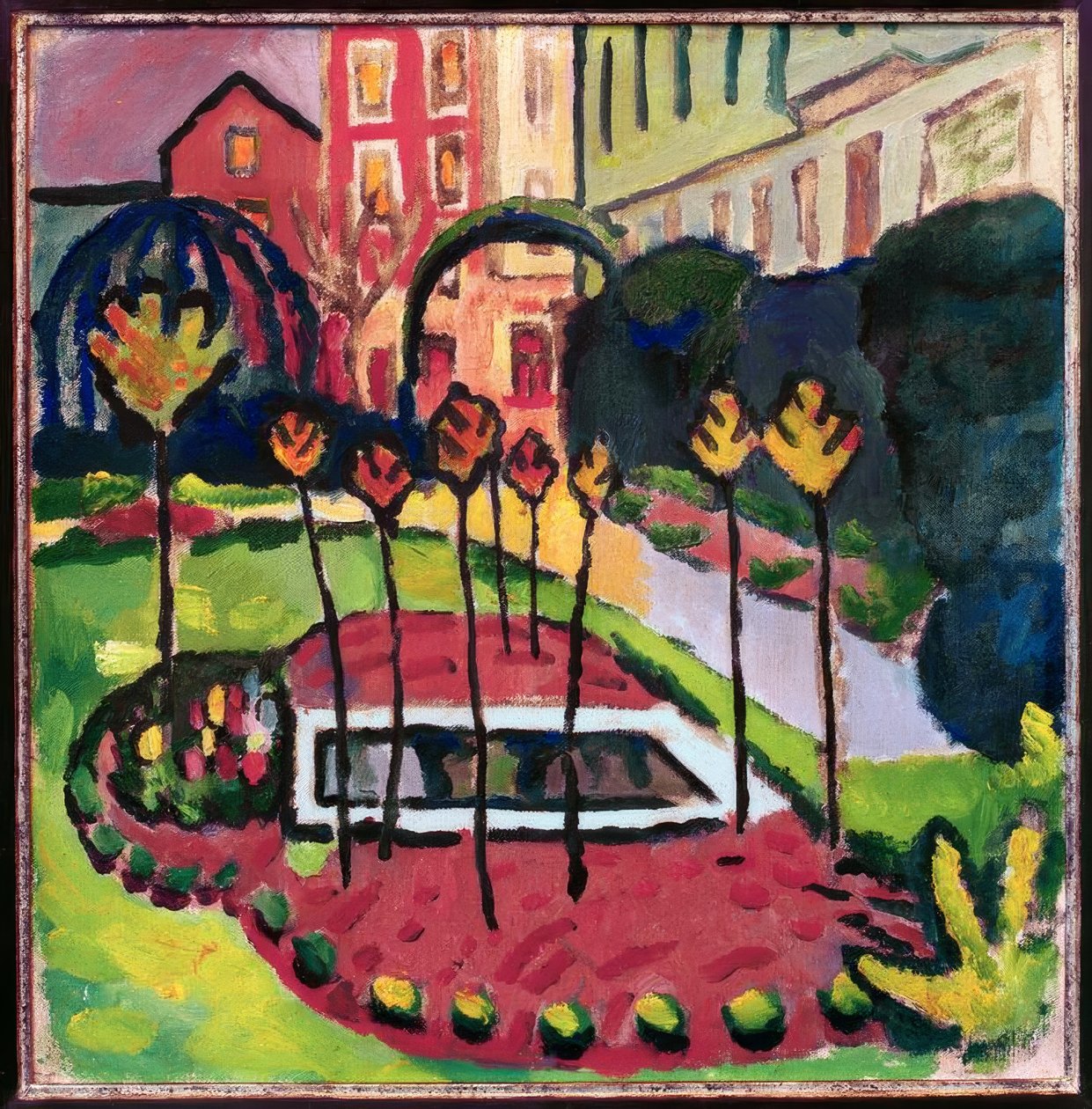Zahrada s bazénem od August Macke