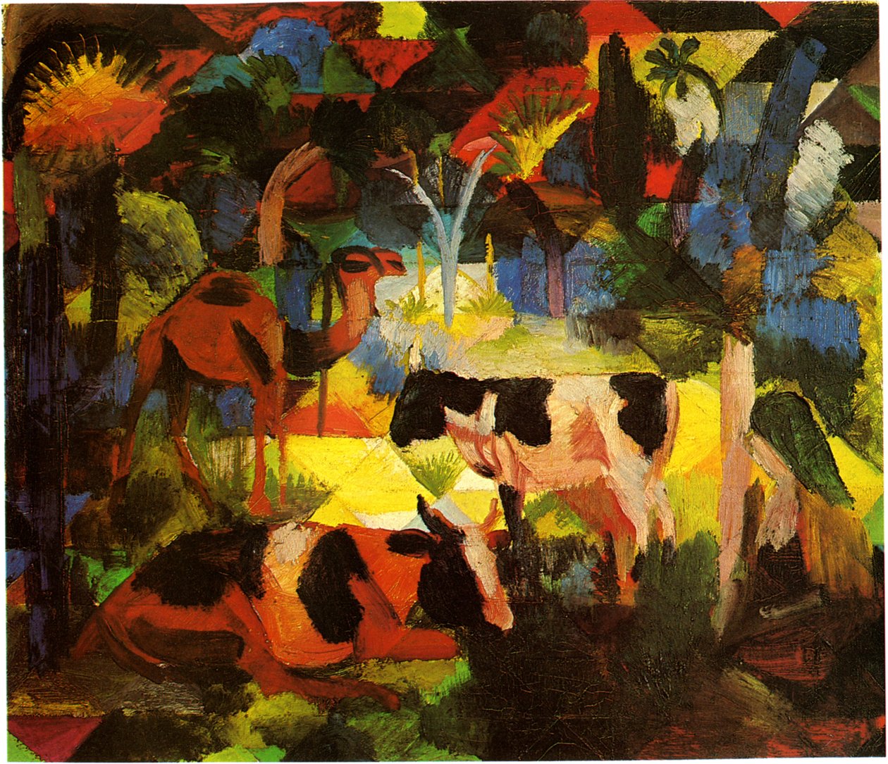 Macke krajina-kráva-velbloud od August Macke