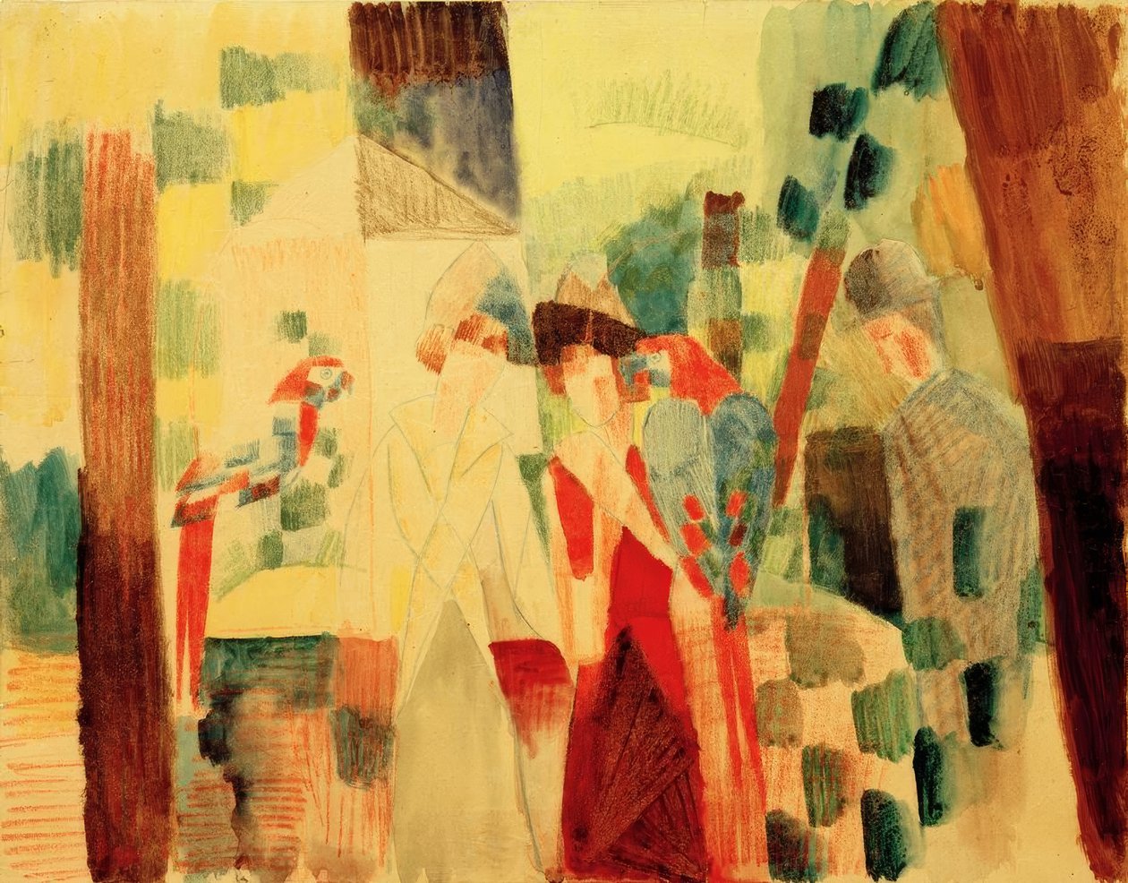 Muž a žena s papoušky od August Macke