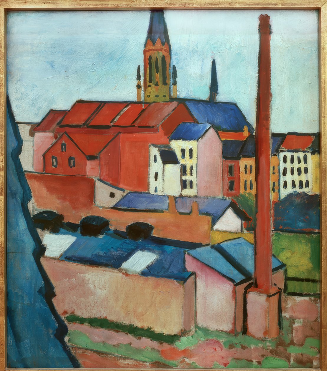 Marienkirche s domy a komínem od August Macke