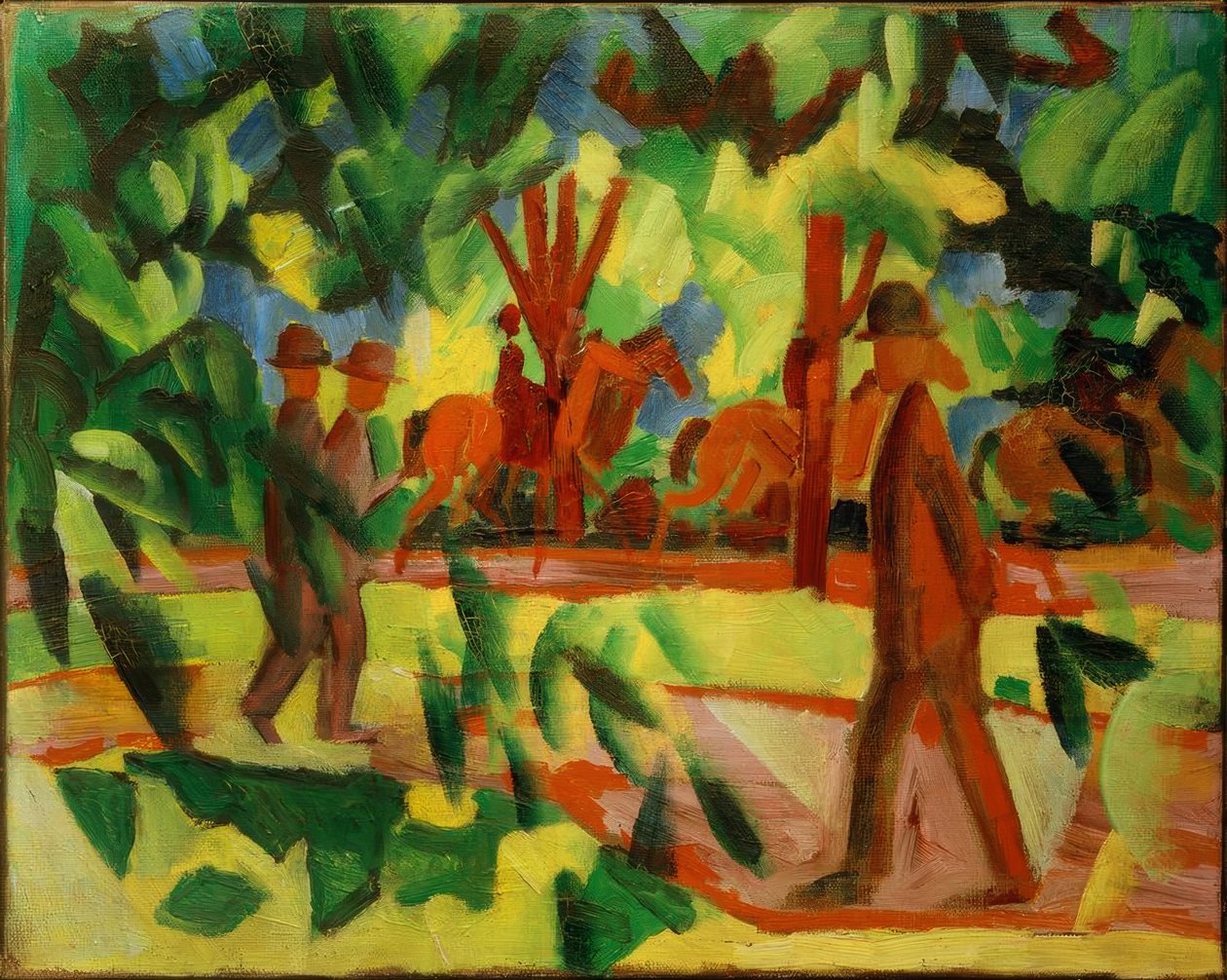 Jezdci a chodci v aleji od August Macke
