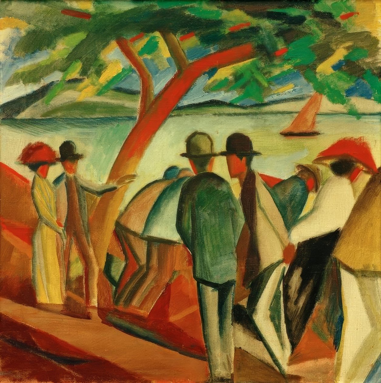 Chodci po jezeře od August Macke