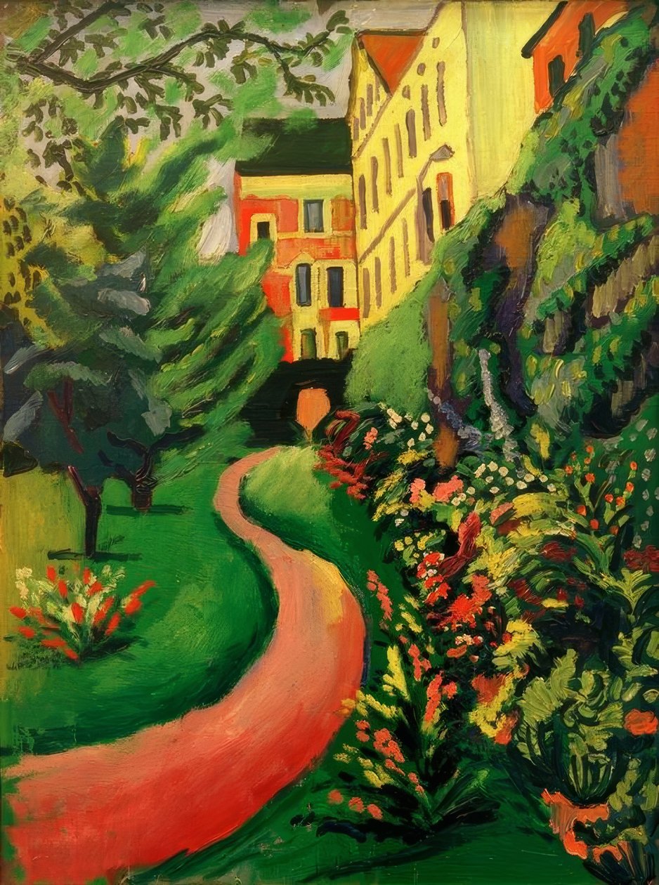 Naše zahrada s kvetoucími mezemi od August Macke