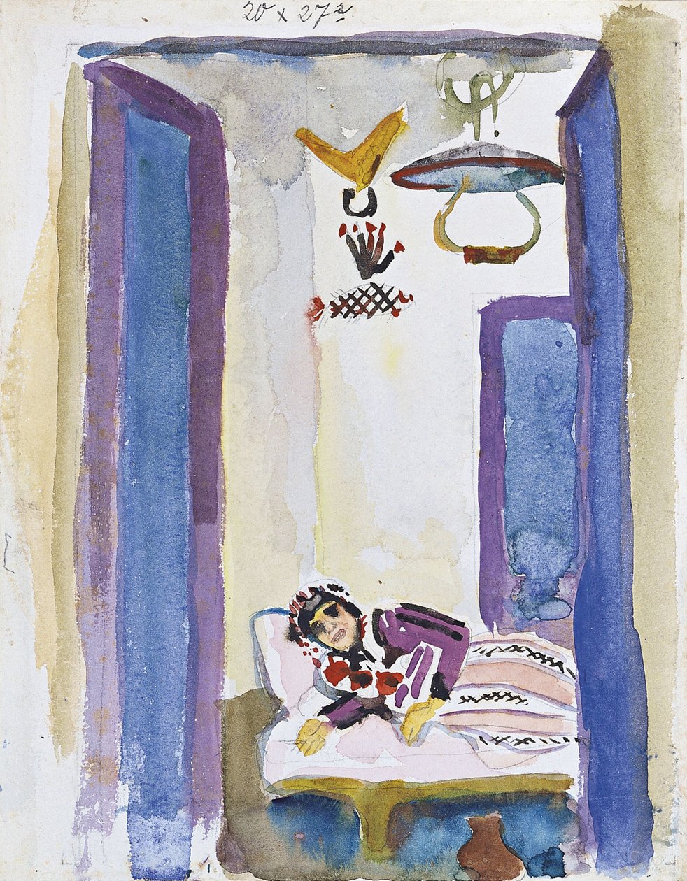 Žena na divanu, 1914 od August Macke