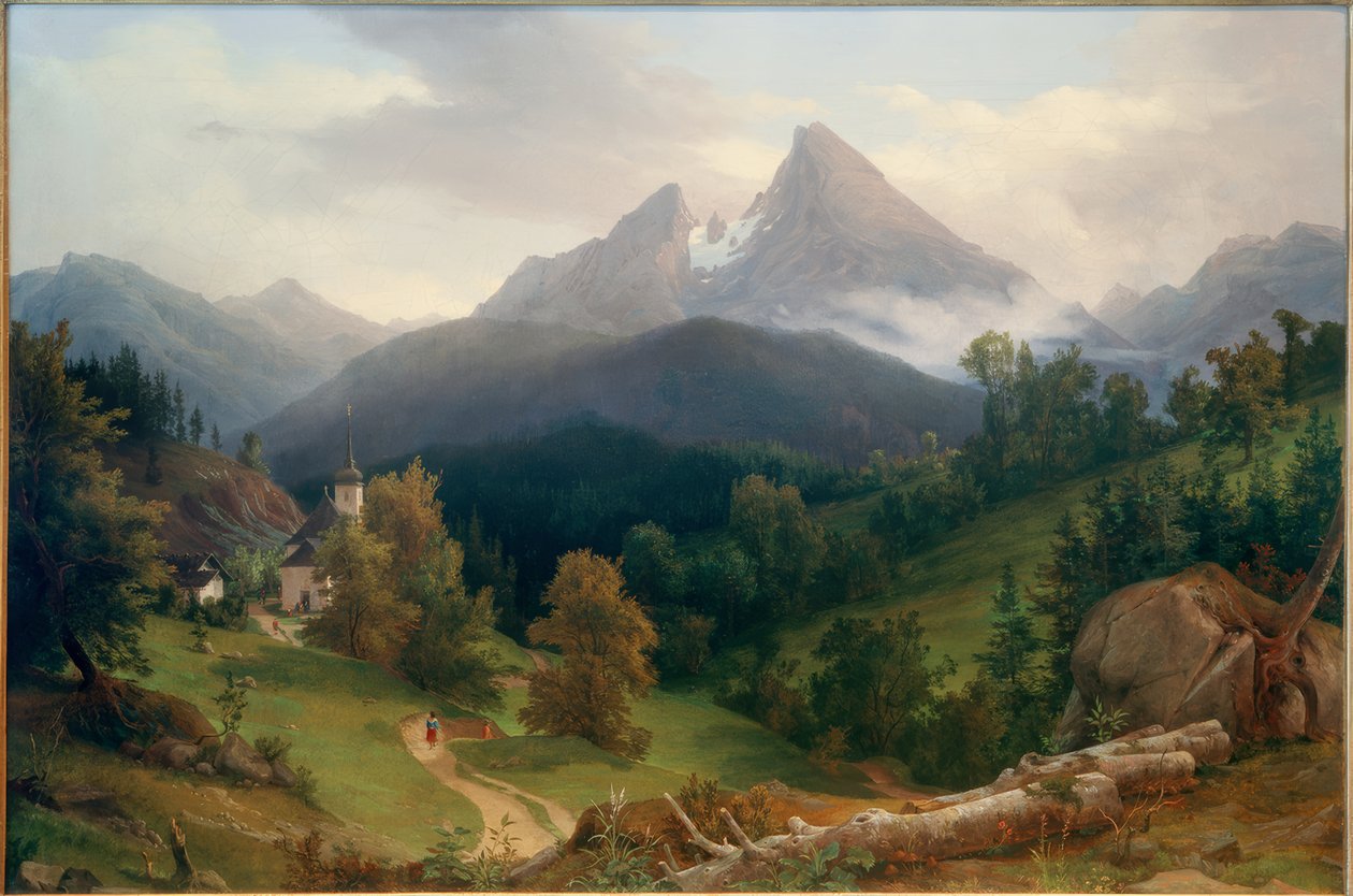 Krajina s Watzmannem od August Wilhelm Julius Ahlborn