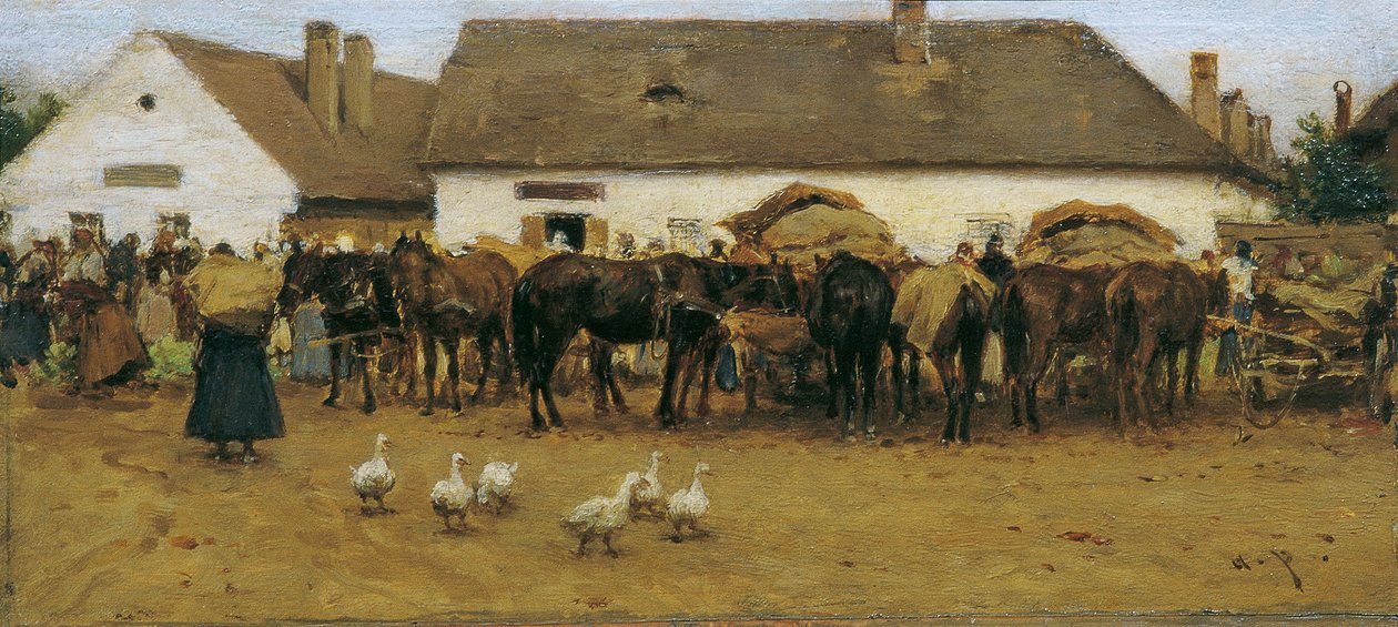 Markt v Szolnoku od August von Pettenkofen