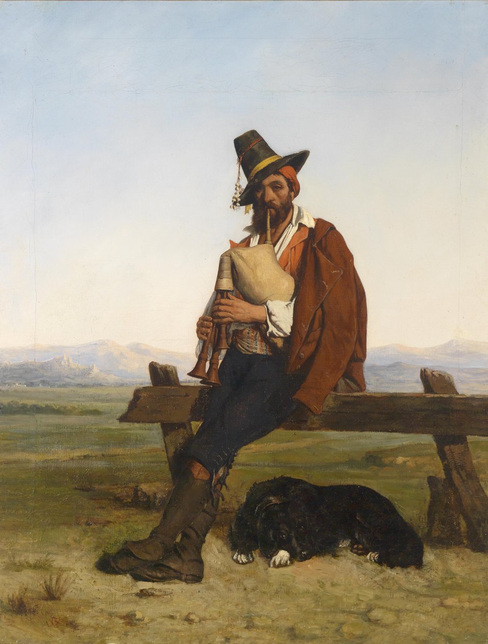 Italská krajina s ovčákem, který dělá hudbu od Auguste Charpentier