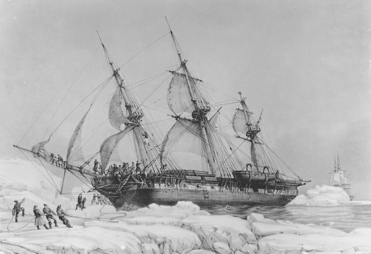 Astroláb v Pack-Ice, 1838 (litografie) od Auguste Etienne Francois Mayer