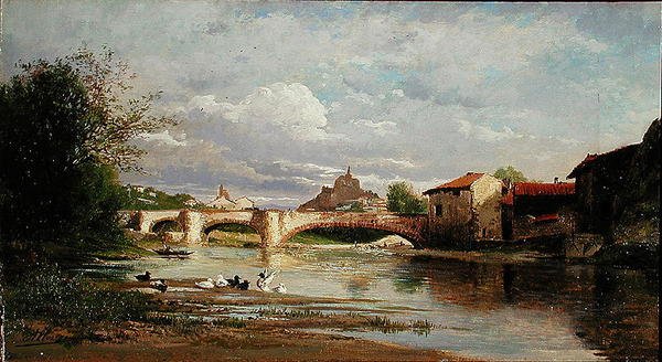 Most s kachnami, 1872 od Auguste Allonge