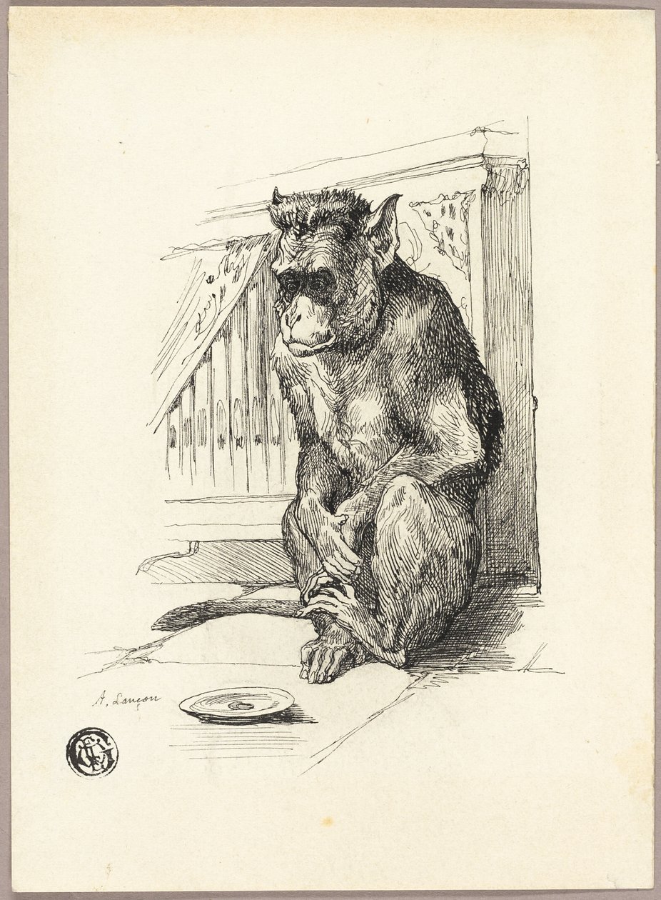 Žebrající opice od Auguste Andre Lancon