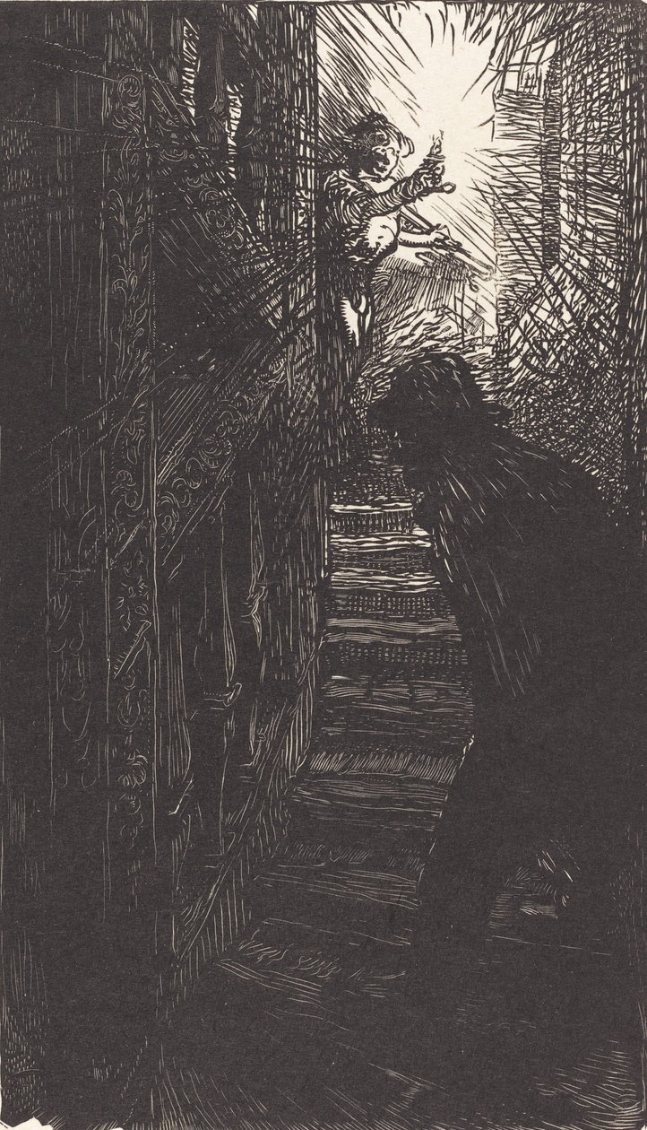 Vyřezávané schodiště rue Boutebrie, vydáno 1901. od Auguste Lepere