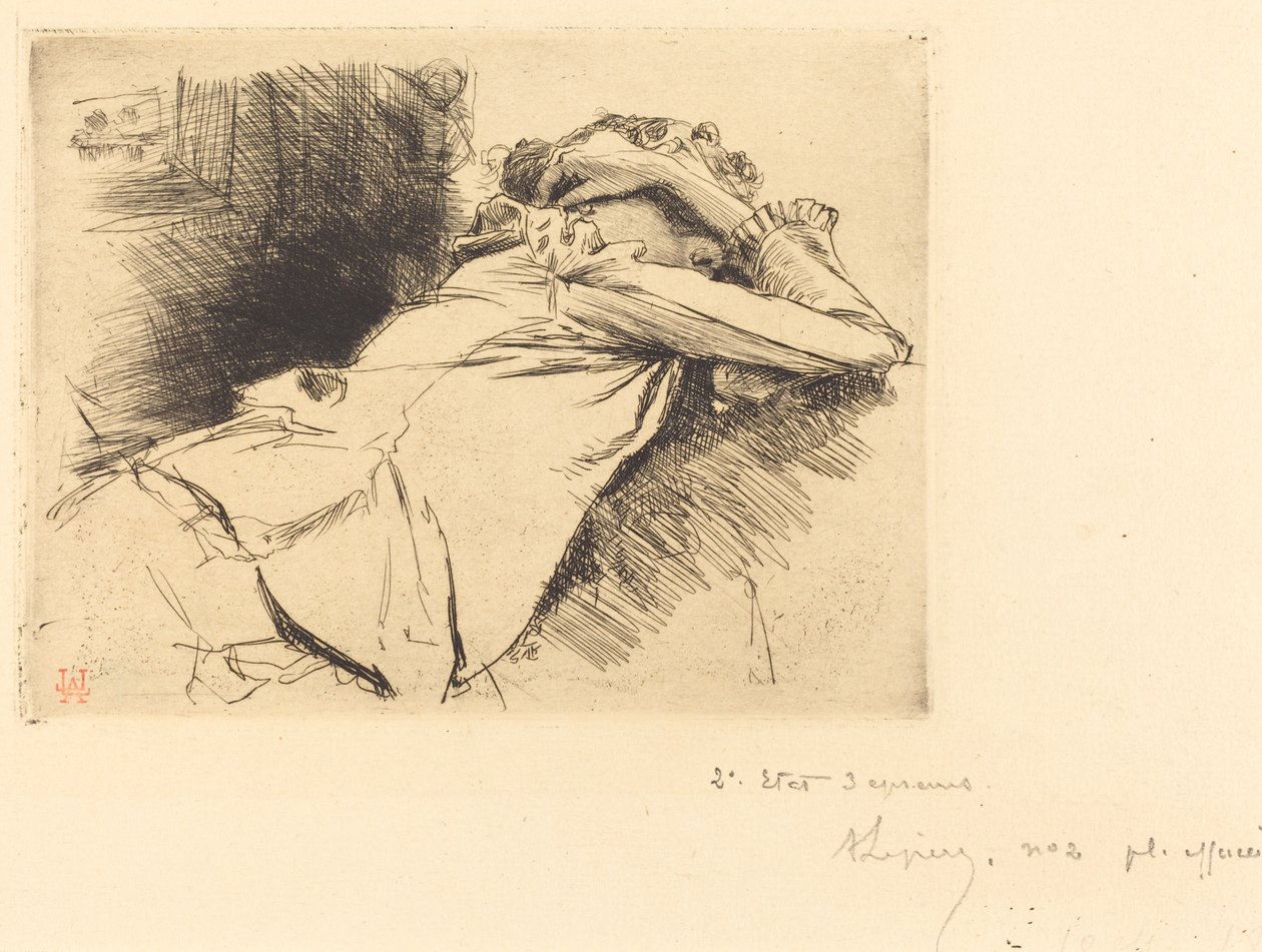 Spící ležící žena (Femme couchee sommeillant) od Auguste Lepere