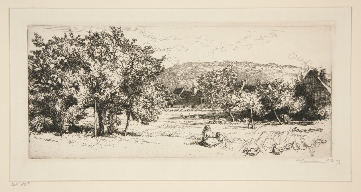 Vesnice Villeneuve-sur-Bellot (Seine-et-Marne) od Auguste Lepere