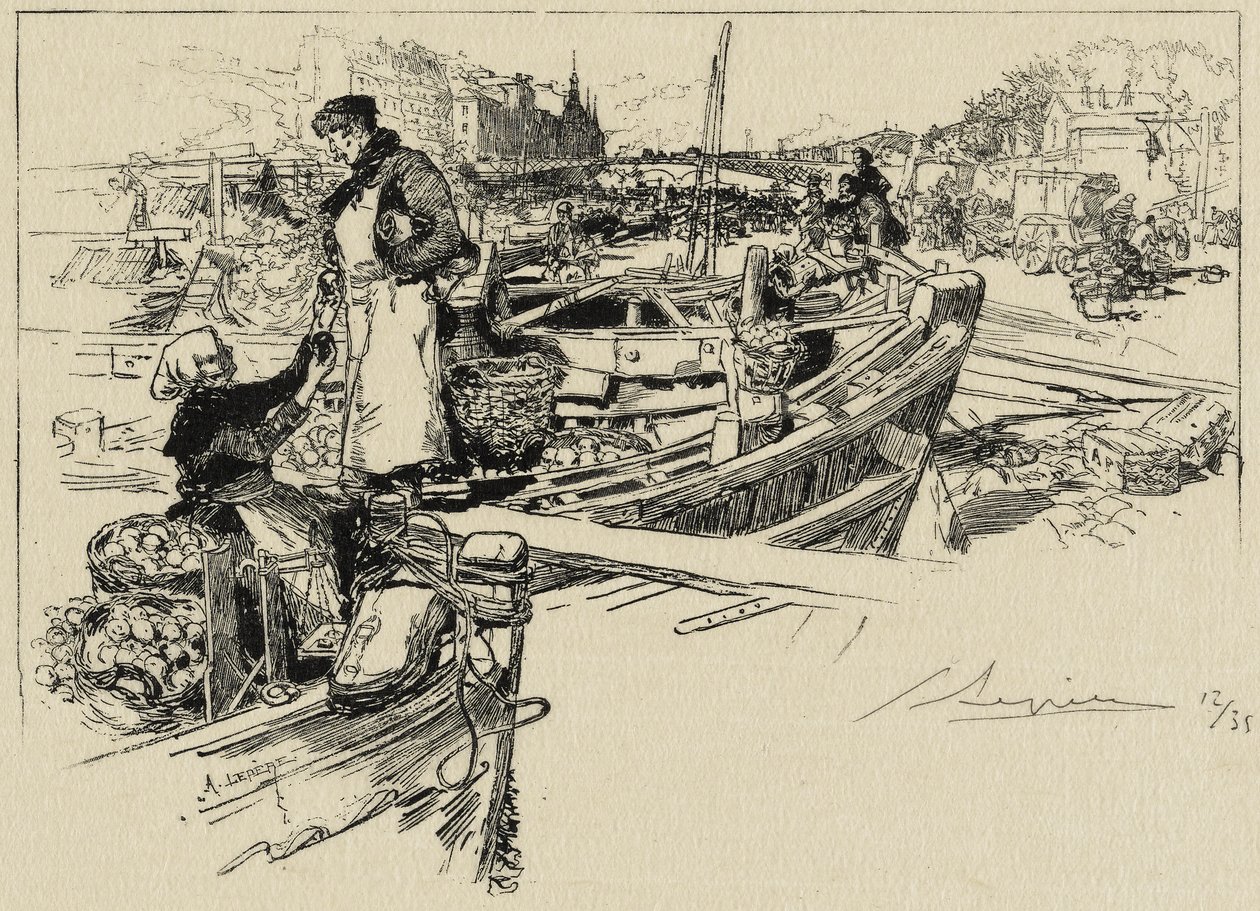 Wharf Scene, možná 80. léta 19. století (leptání na tkáni) od Auguste Louis Lepère