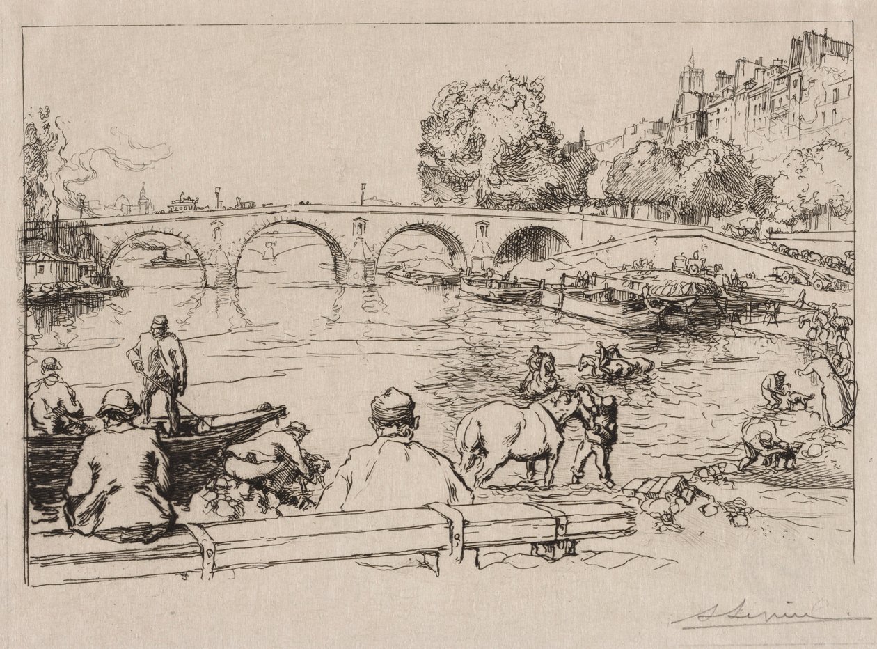 LAbreuvoir v Pont Marie, 1912. od Auguste Louis Lepère