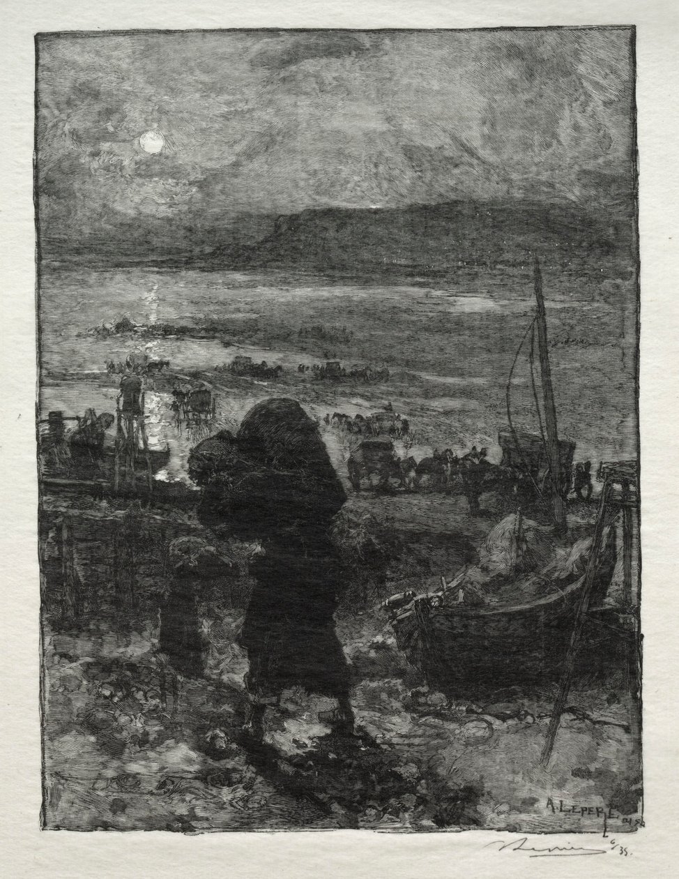 Sklizeň písku. od Auguste Louis Lepère