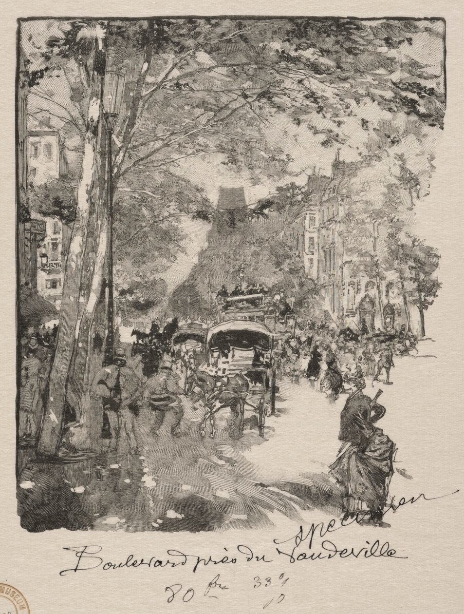 Boulevard poblíž Vaudeville od Auguste Louis Lepère