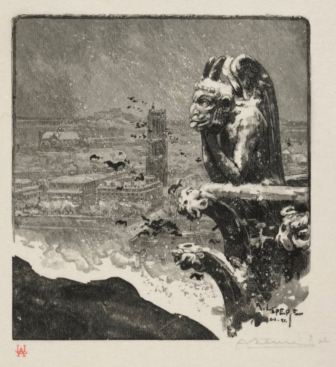 Stryge z Notre Dame, 1890. od Auguste Louis Lepère