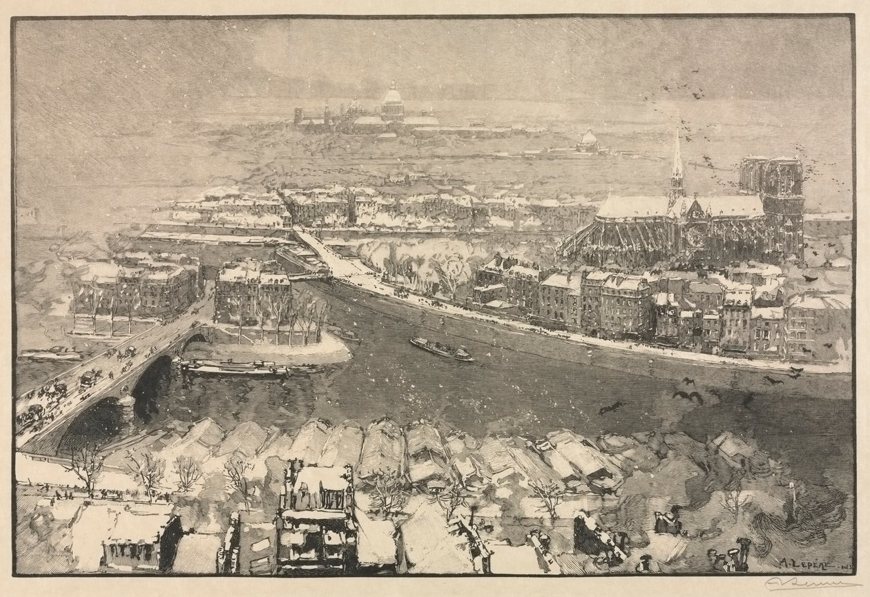 Paříž pod sněhem od Auguste Louis Lepère