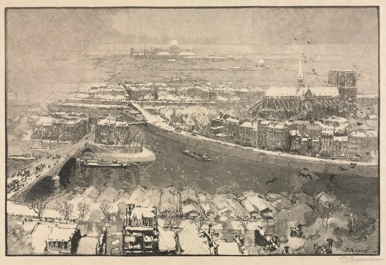 Paříž pod sněhem, 1890. od Auguste Louis Lepère