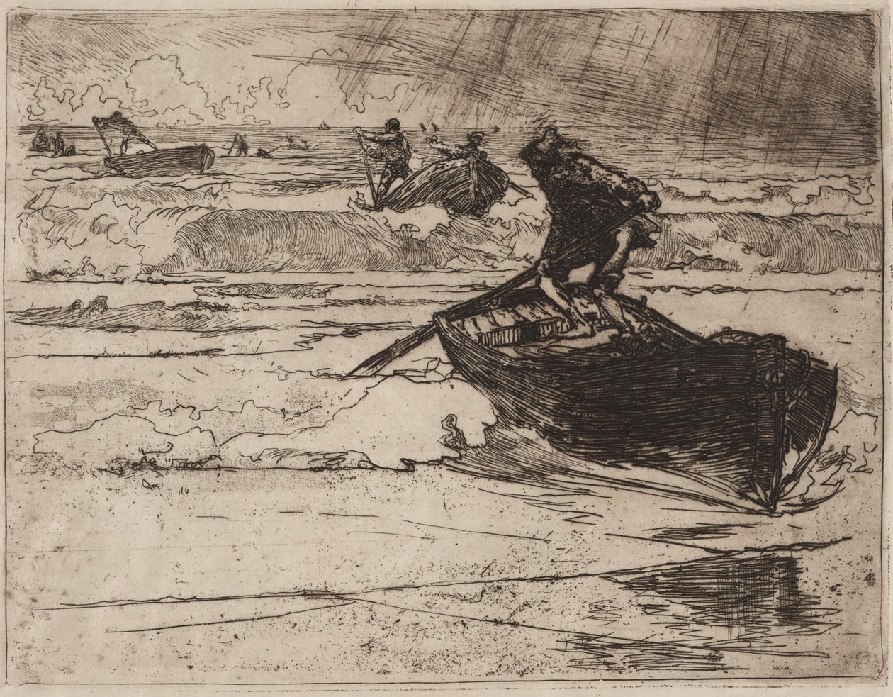 Rybáři prchající před bouří, 1892. od Auguste Louis Lepère