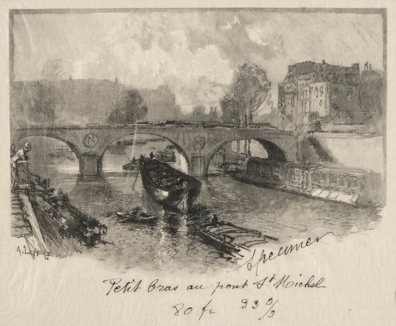 Petit bras au Pont St. Michel. od Auguste Louis Lepère